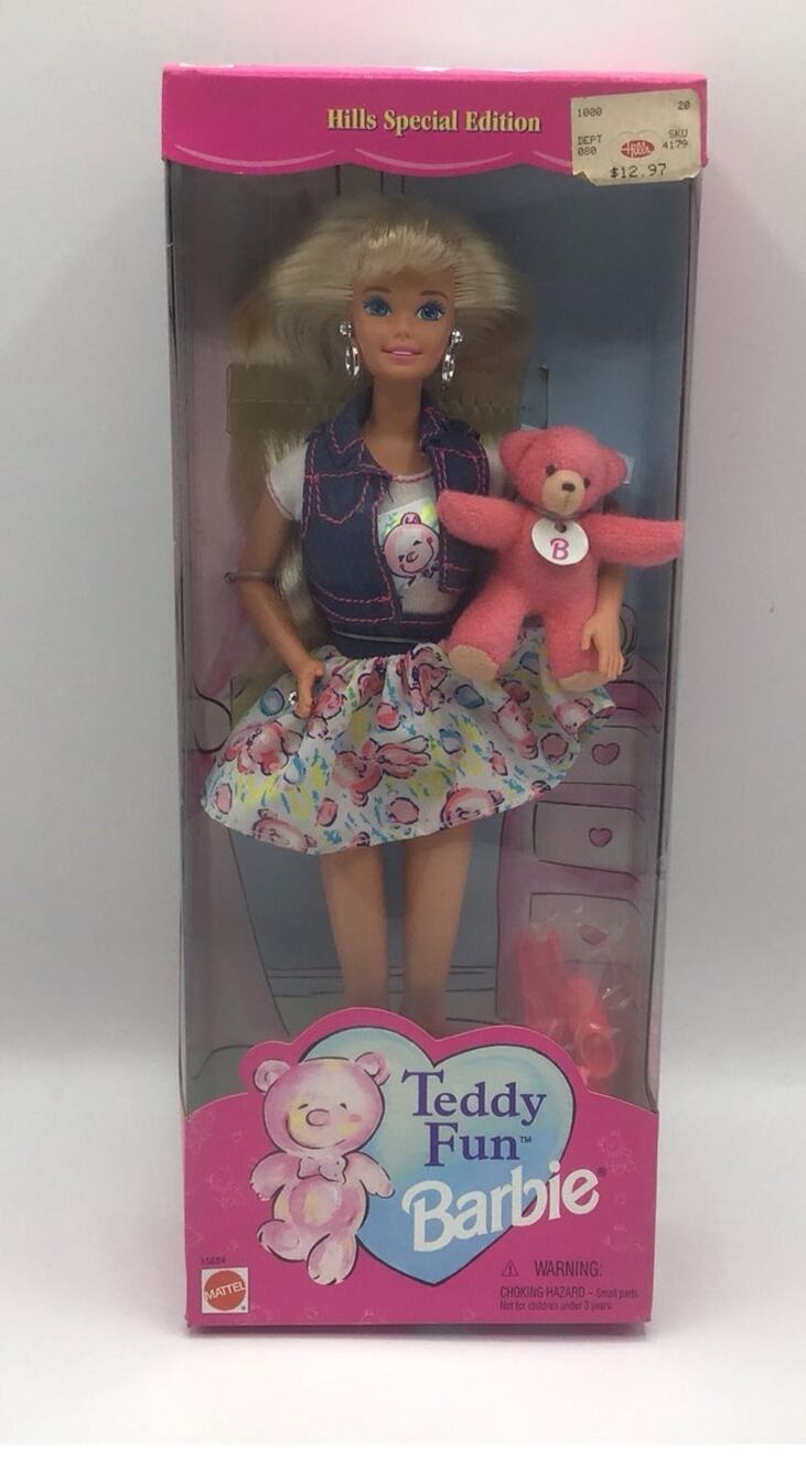 Vintage 1996 Teddy Fun Barbie Doll Pink Bear Hills Special Edition NIB 15684